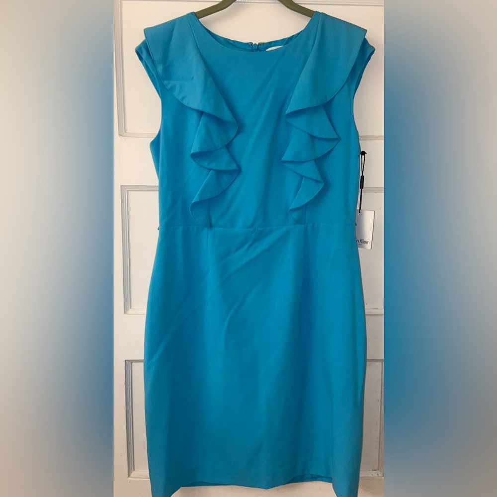 NWT Colorful & Classic Turquise blue Calvin Kline Dress sz 10